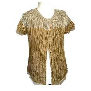 Luisa Cerano Gold and Cream Knit Cardigan